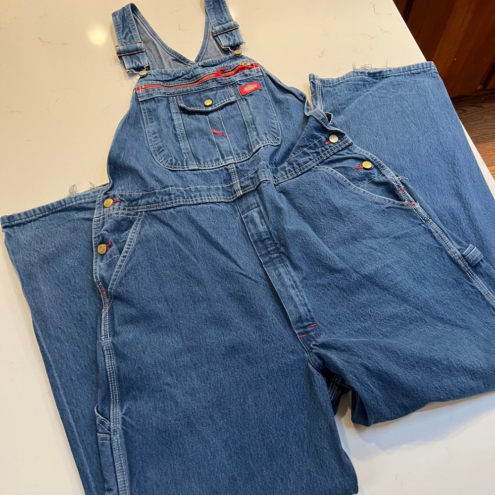 Dickies Mens Denim Bib Overalls Carpenter‎ Pants Blue 40x32